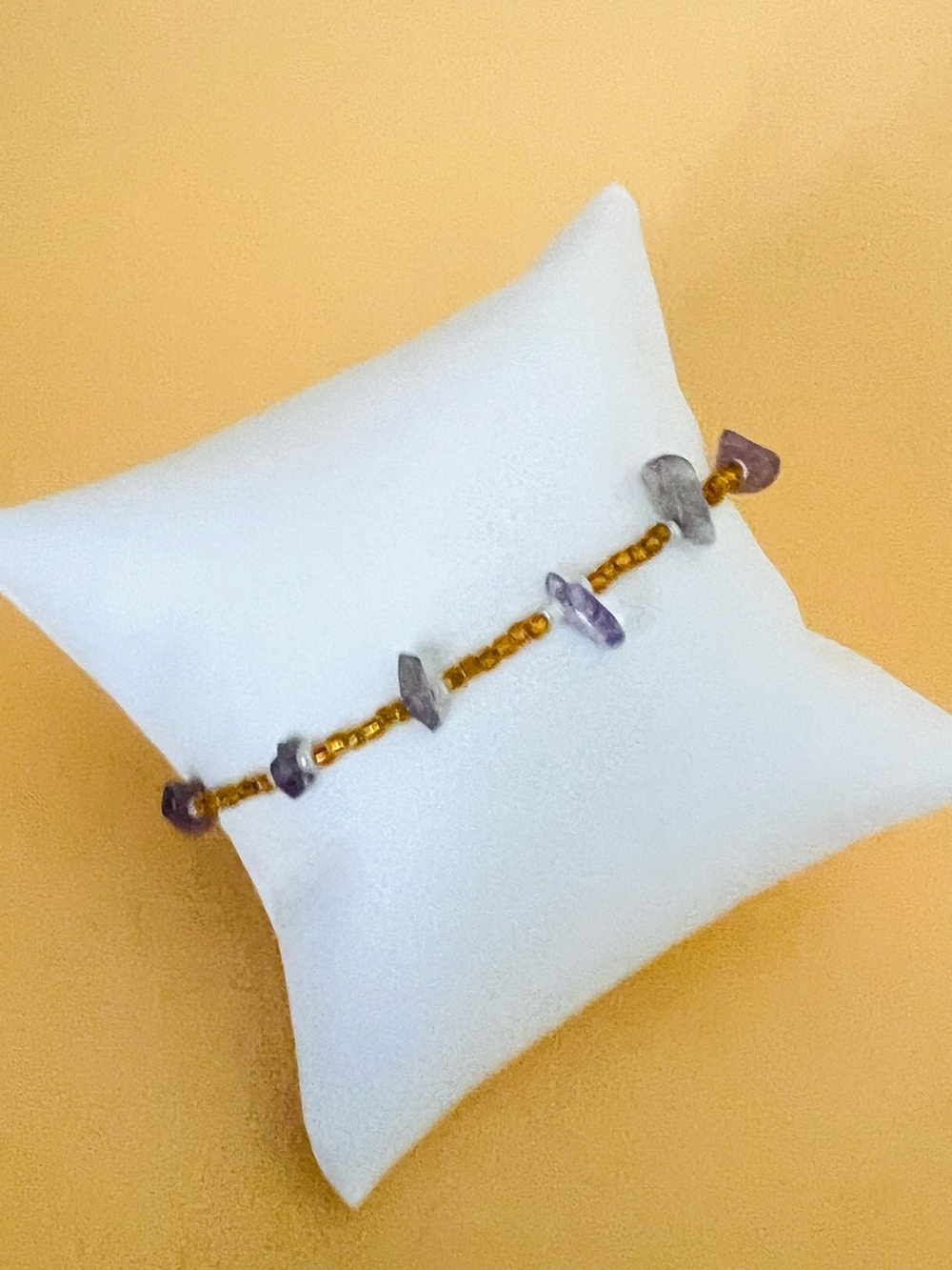 Gold and amethyst Beaded Bracelet